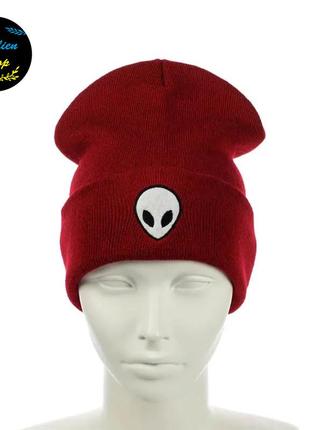 ● молодежная шапка бини - инопланетянин - красный ●