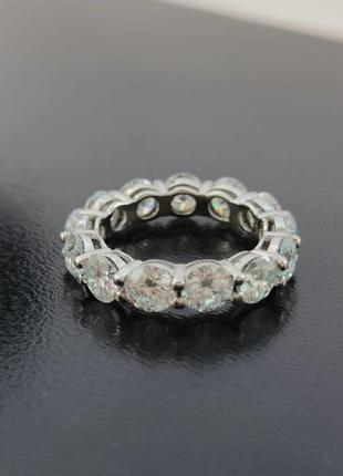 Серебряное кольцо усыпанное муассанитами бриллиантами 7 карат1 фото