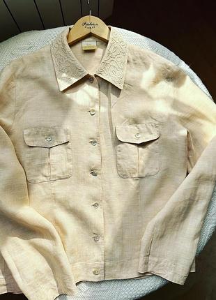 Продам льняную рубашку с вышитым воротничком
