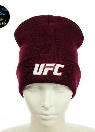 ● молодіжна шапка біні - юфс / ufc - бордовий ●