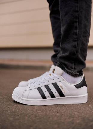 Мужские кроссовки adidas superstar white black