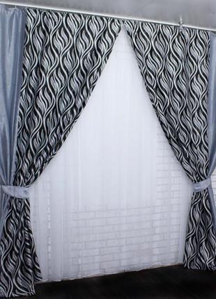 Комбіновані готові штори з тканини блекаут10 фото