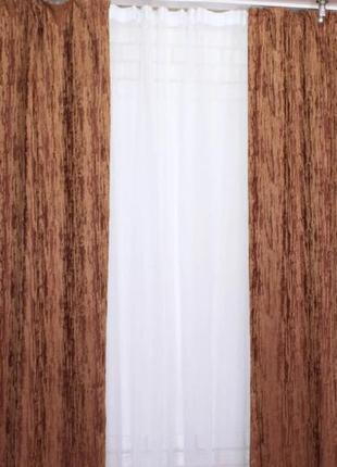 Комплект готовых штор, коллекция блекаут "лен мешковина", цвет терракотовый2 фото