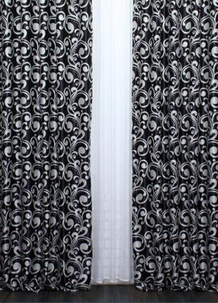 Штори (2шт. 1.5х2.7м) з тканини блекаут-софт. колір чорний з сірим9 фото