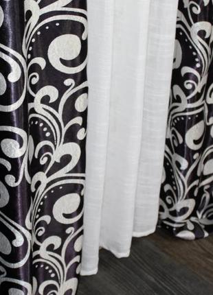 Штори (2шт. 1.5х2.7м) з тканини блекаут-софт. колір чорний з сірим10 фото