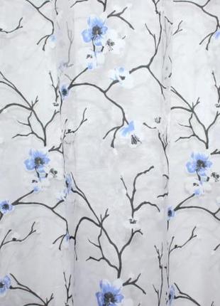 Тюль, органза з великим квітковим принтом. колір білий з синій та чорним9 фото