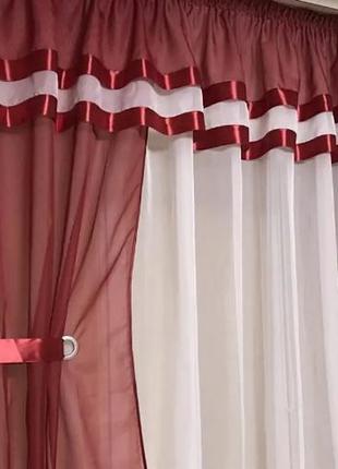 Кухонні фіранки. колір бордовий