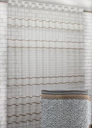 Тюль жаккард "мармур смуга" туреччина, колір бежевий з коричневим