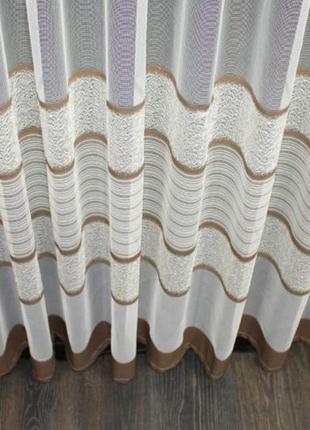 Тюль жаккард "мармур смуга" туреччина, колір бежевий з коричневим