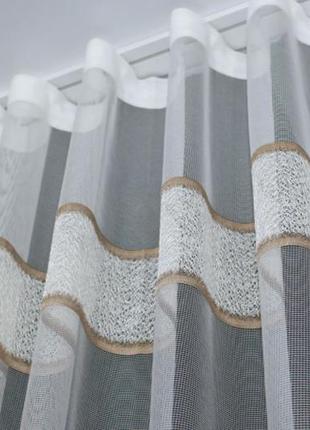 Тюль жаккард "мармур смуга" туреччина, колір бежевий з коричневим