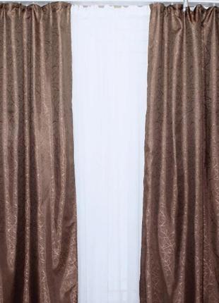 Комплект готовых жаккардовых штор "савана", цвет коричневый2 фото