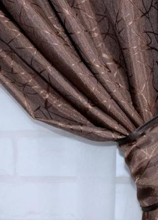 Комплект готовых жаккардовых штор "савана", цвет коричневый3 фото