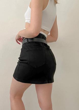 Джинсовая черная юбка мини2 фото