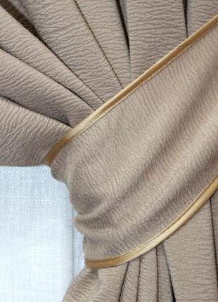 Шторна тканина жатка-жакард. колір світло-кавовий