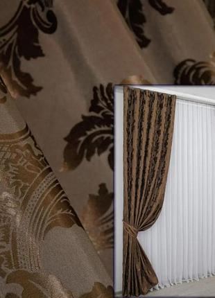 Комплект штор (2шт. 1,5х2,7м) блекаут "корона". колір коричневий