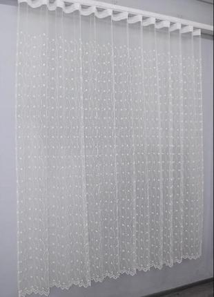 Тюль фатин з вишивкою "irena", турція. колір молочний
