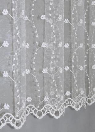 Тюль фатин з вишивкою "irena", турція. колір молочний