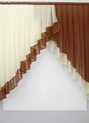 Кухоний комплект (150х150см) шифон. колір бузковий з білим