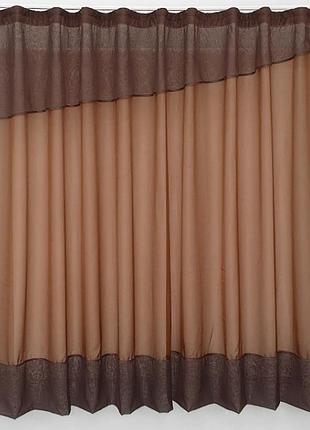 Комплект штор на кухню, балкон (280х170см). колір коричневий з венге