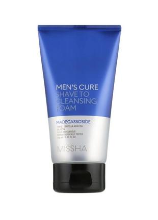 Мужская пенка для умывания и бритья missha men’s cure shave to cleansing foam, 150 л1 фото