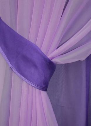 Комплект декоративних штор в вітальню, спальню з шифону. колір фіолетовий з бузковим2 фото