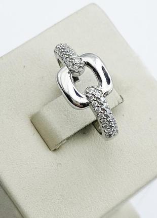 Кольцо серебряное с кубическим цирконием "цепь" 18,5 2,54 г