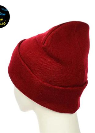 ● молодежная шапка бини - vogue / вог - красный ●2 фото