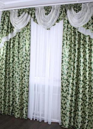 Комплект штори з ламбрекеном на карниз 3 м із тканини бликаут6 фото