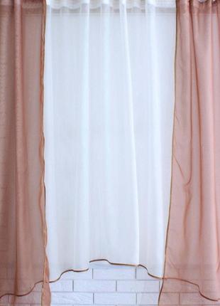 Кухонні штори і тюль, колір кавовий з бежевим3 фото