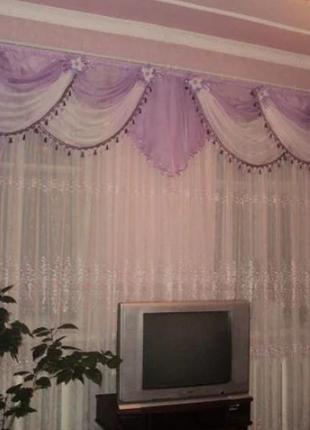 Комплект ламбрекен зі шторами на карниз 4м. колір бузковий
