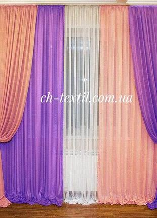 Комплект из шифона "инь янь" . цвет янтарный и фиолетовый