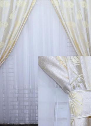 Комплект готовых штор из жаккарда . (1*2,7м). код 432ш