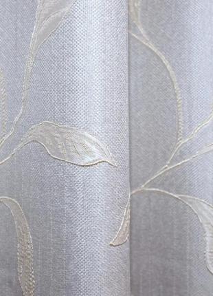 Тканина льон рогожка, колекція "корона марія". колір світло-сірий із золотистим візерунком