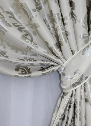 Штори (2шт. 1х2,7м) з тканини блекаут. колір холодний бежевий2 фото