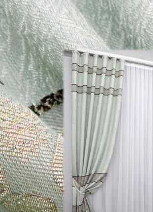 Штори (2шт. 1,5х2,7м.) льон. колір світло-бірюзовий