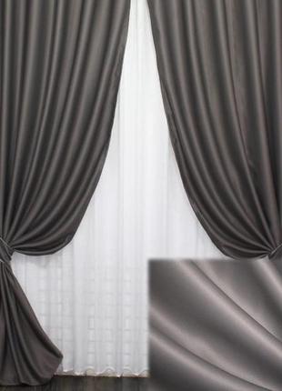 Комплект (2шт. 1,5х2,7м.) штор из ткани блэкаут "fusion dimout". цвет темное какао