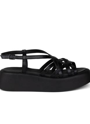 Сандалии женские кожаные из переплетами 40 размер woman's heel черные