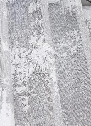 Тюль жакард, колекція "мармур". колір білий6 фото