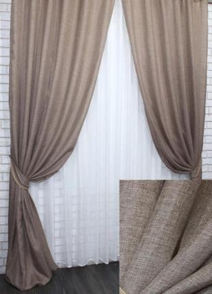 Комплект готових штор коллекція "льон мішковина" колір капучино