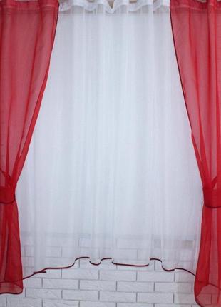 Кухонные шторы и тюль, цвет белый с голубым