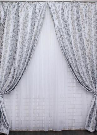 Ткань блэкаут цвет серый с серебром3 фото