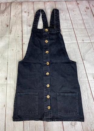 Джинсовое платье женский сарафан черного цвета легкий летний  denim co