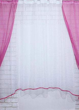 Кухонные шторы и тюль, цвет малиновый с белым