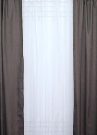 Комплект штор, (2 шт.1.5х2.7м.) портьєрний льон на велюровій основі. колір темно-коричневий3 фото