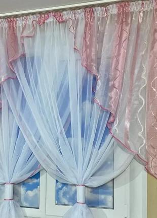 Кухонні фіранки. колір рожевий