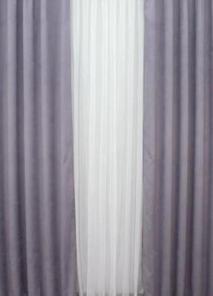 Комплект штор (2шт. 1х2,85м) з тканини мікровелюр sparta. колір лавандовий5 фото