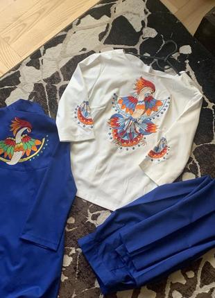 Вышиванка блузка с вышивкой комплект вышитый костюм новый брендовый ручная работа