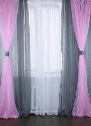 Комплект декоративных портьер из шифона с подхватами