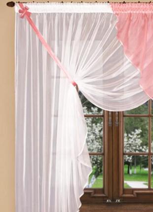 Шторы для кухни "скарлет", цвет розовый