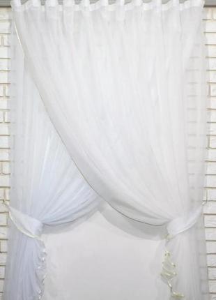 Кухонний комплект (280х170см), шторки с підв'язками. "дует". колір молочний з білим